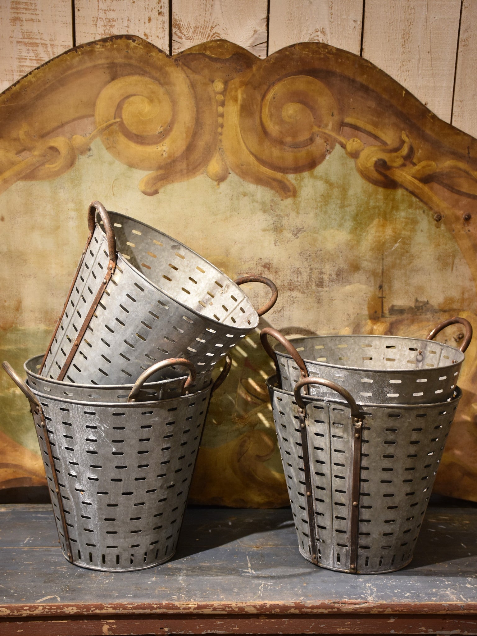 Galvanized olive straining buckets