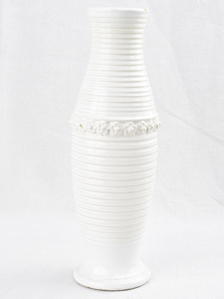 Slender ceramic vase w/ white glaze - Émile Tessier