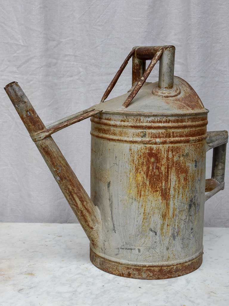 Rustic antique French watering can - zinc