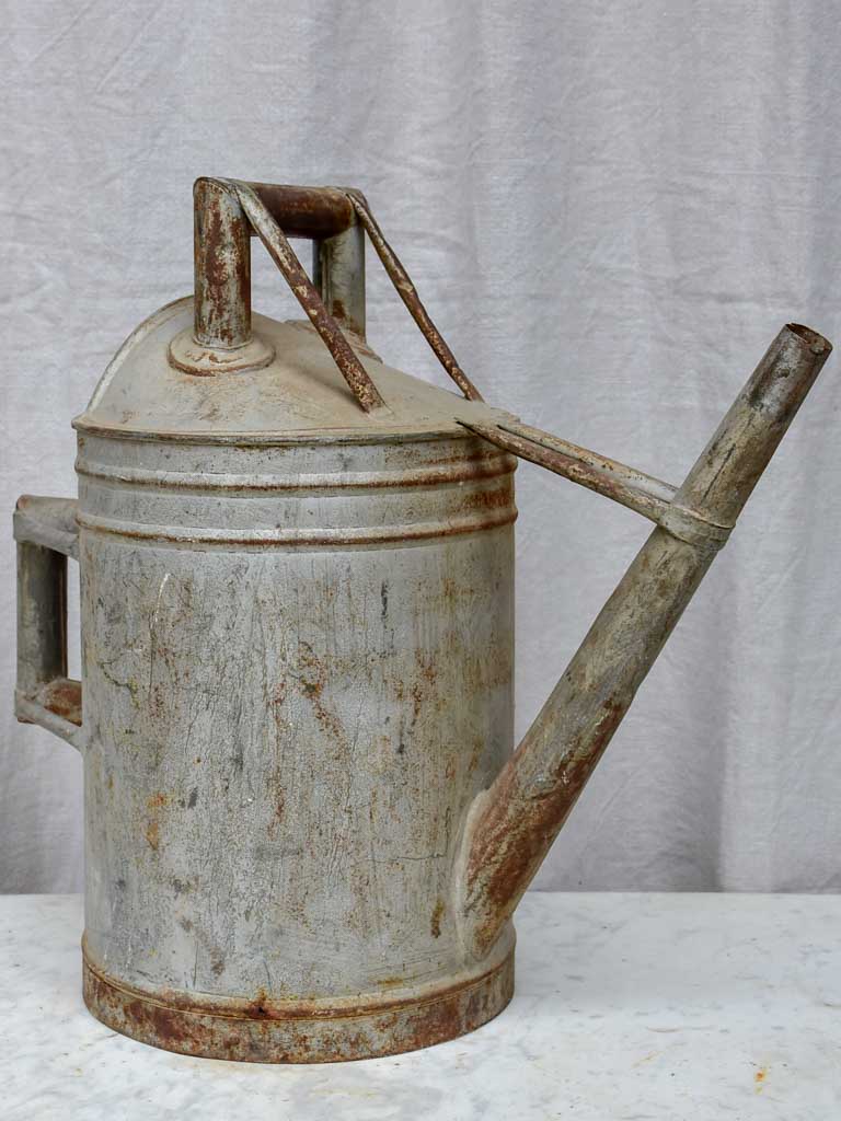 Rustic antique French watering can - zinc