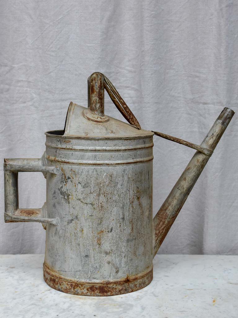 Rustic antique French watering can - zinc