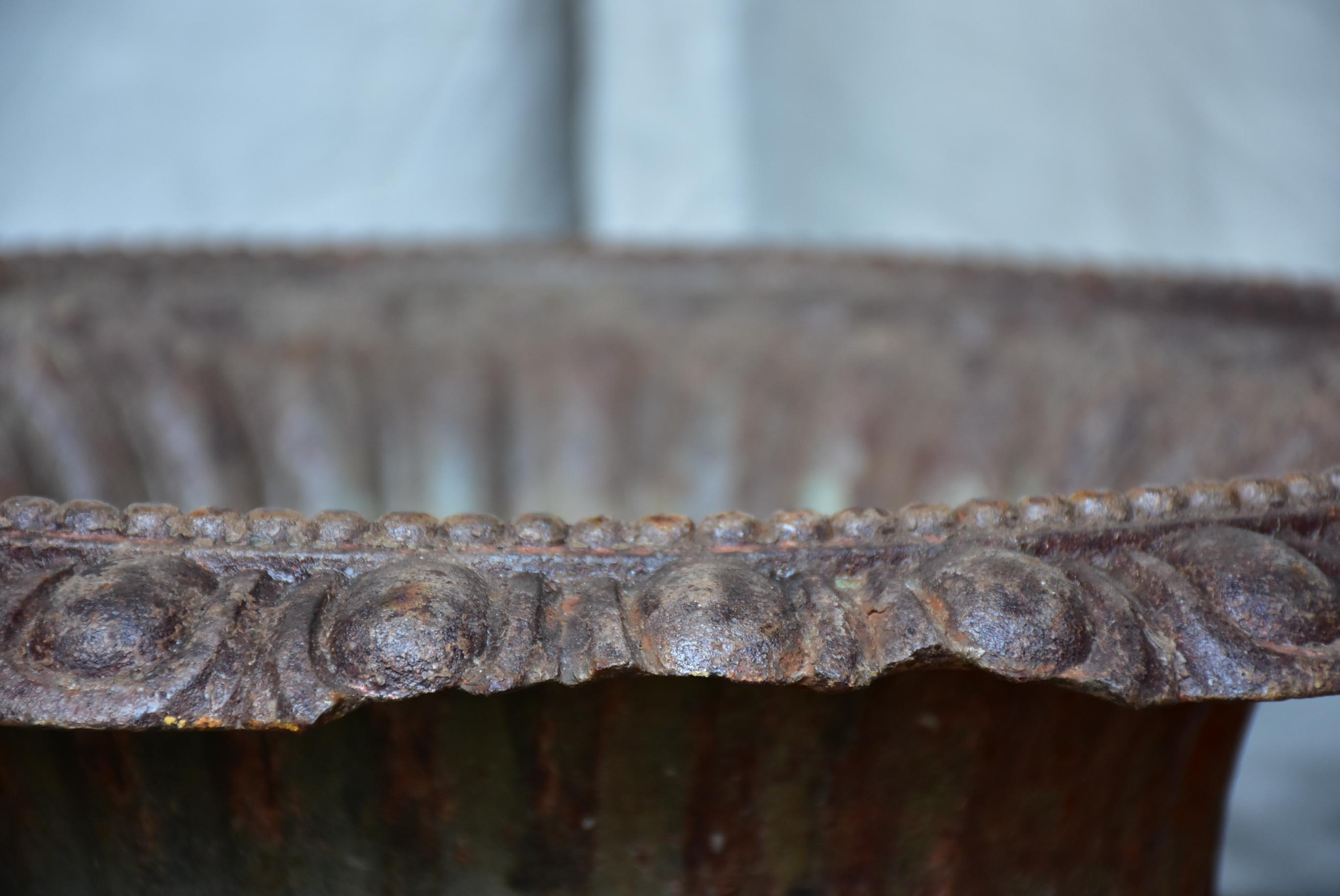 Pair of antique French cast iron urns