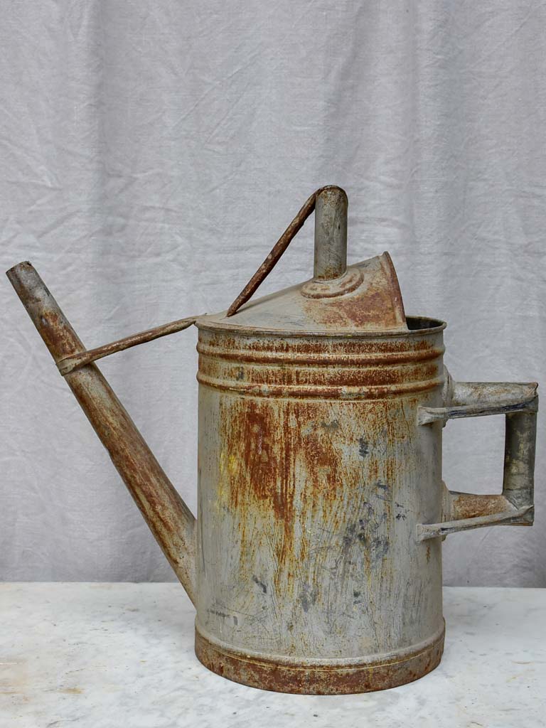 Rustic antique French watering can - zinc