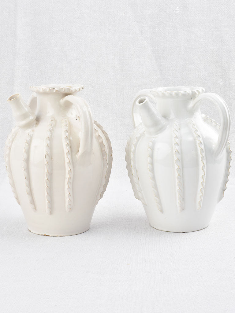 2 vintage ceramic pitchers w/ white glaze - Émile Tessier