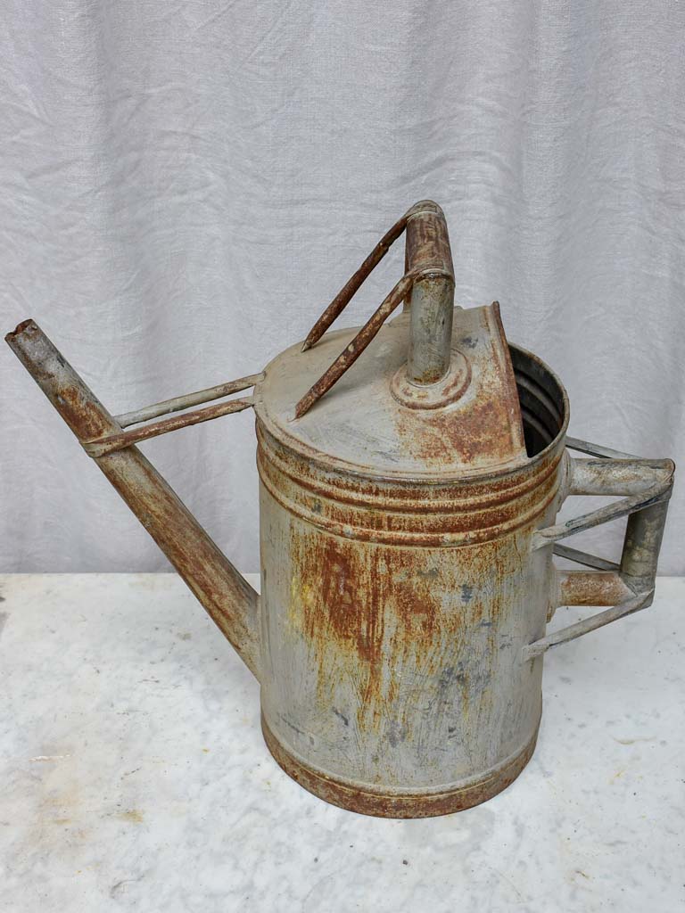 Rustic antique French watering can - zinc