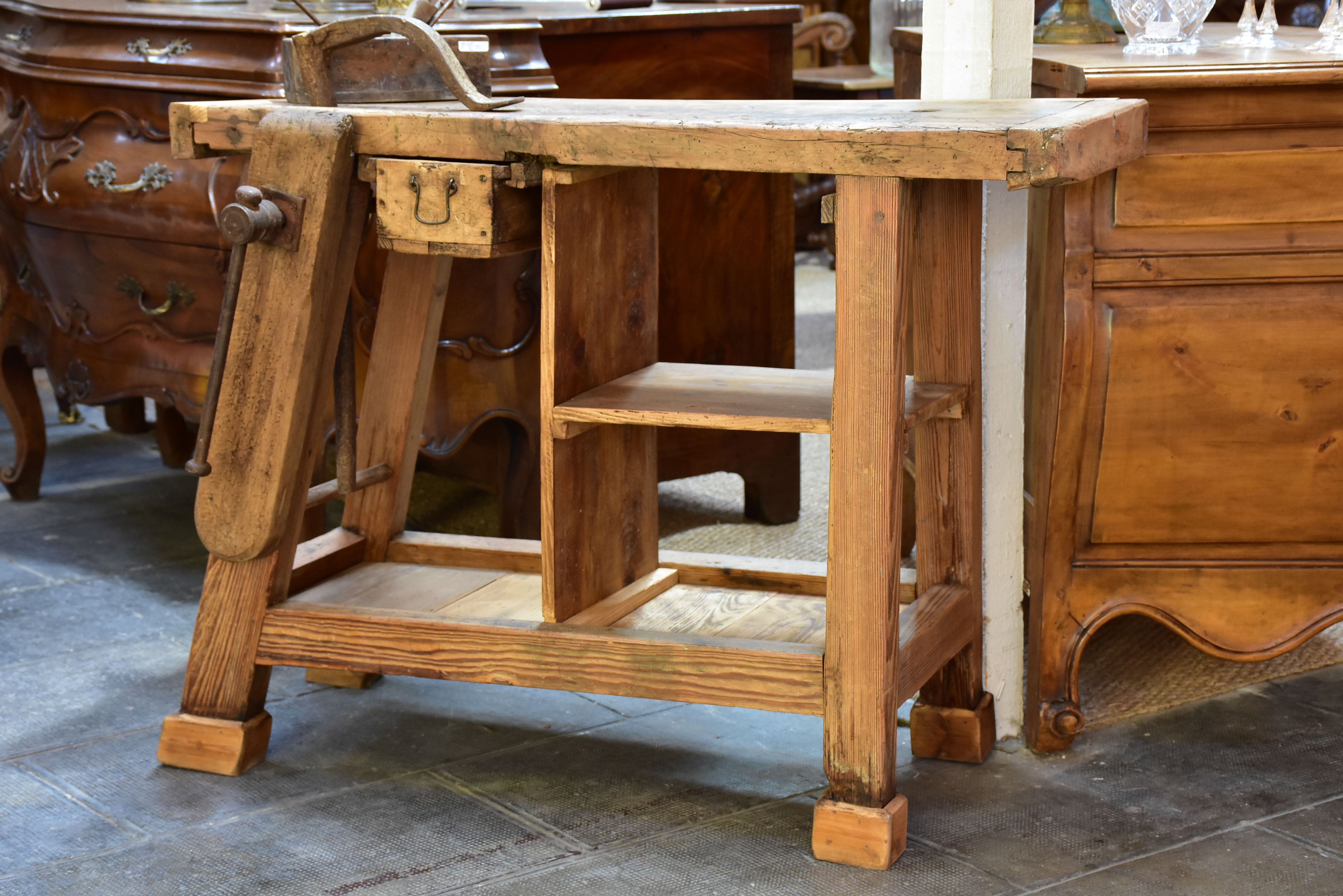 Rustic vintage French workbench