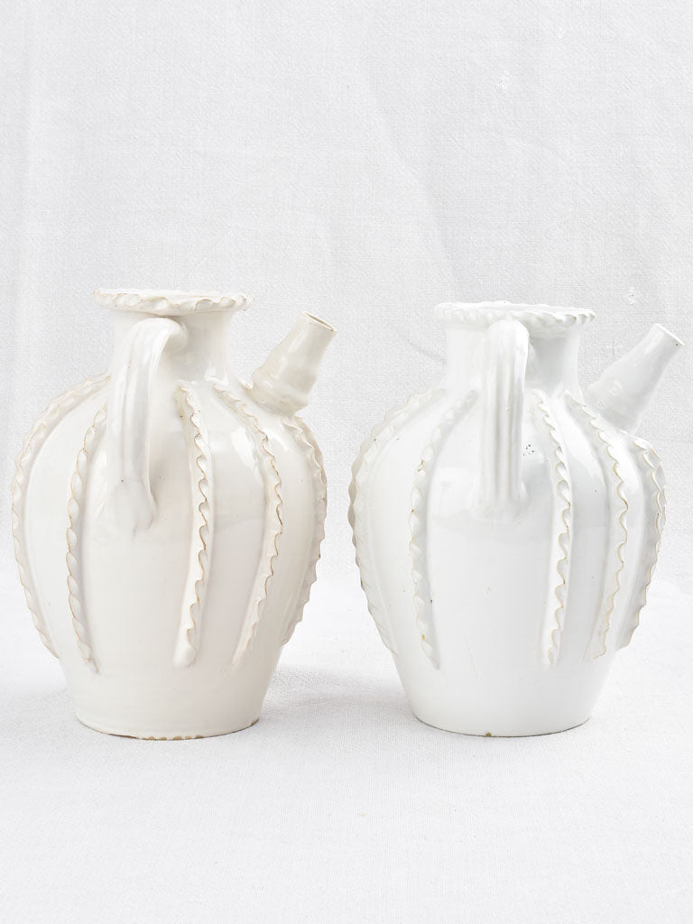 2 vintage ceramic pitchers w/ white glaze - Émile Tessier