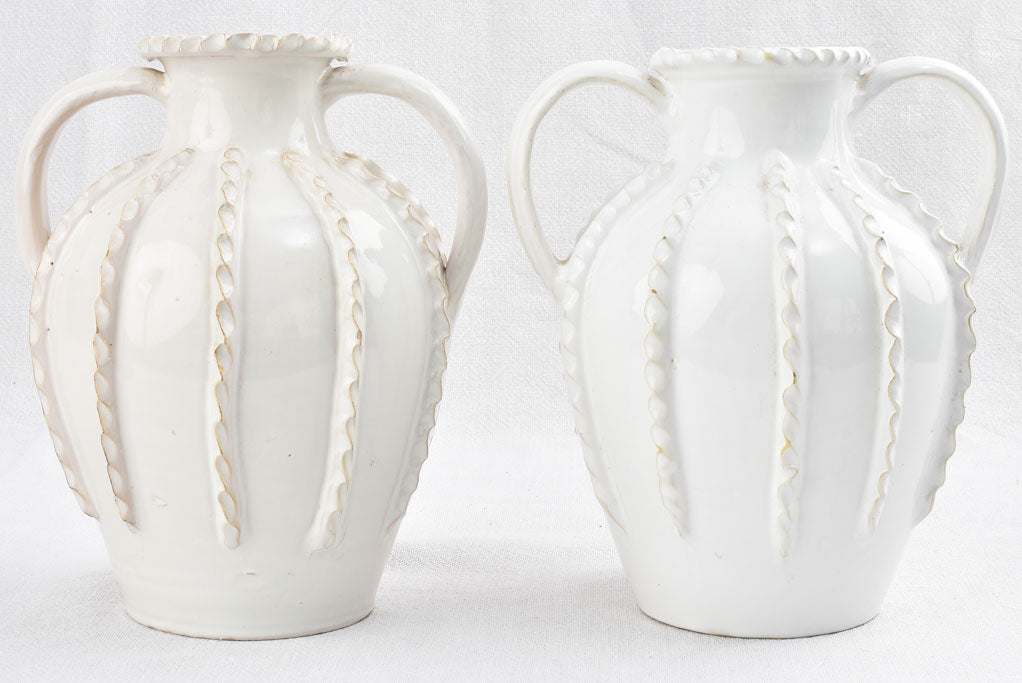 2 vintage ceramic pitchers w/ white glaze - Émile Tessier