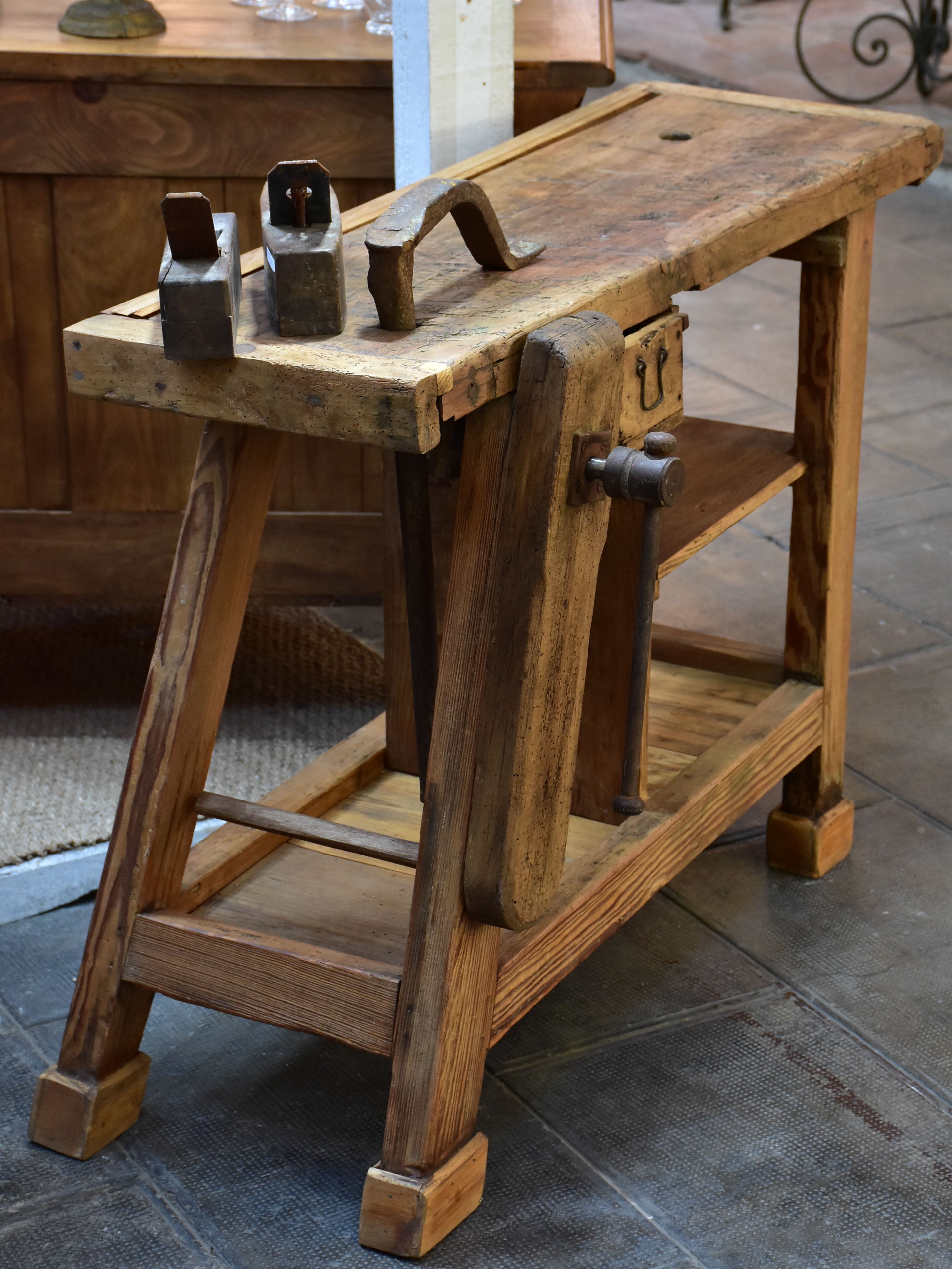 Rustic vintage French workbench