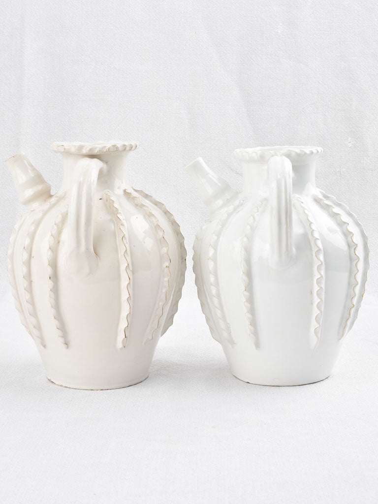 2 vintage ceramic pitchers w/ white glaze - Émile Tessier