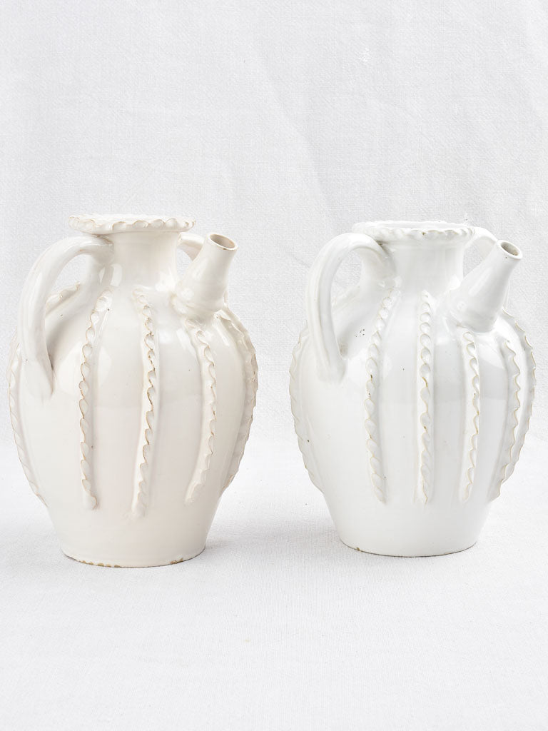 2 vintage ceramic pitchers w/ white glaze - Émile Tessier