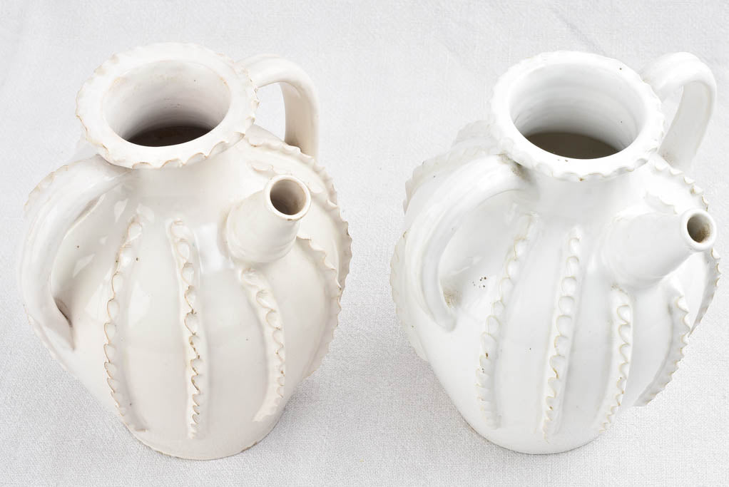 2 vintage ceramic pitchers w/ white glaze - Émile Tessier