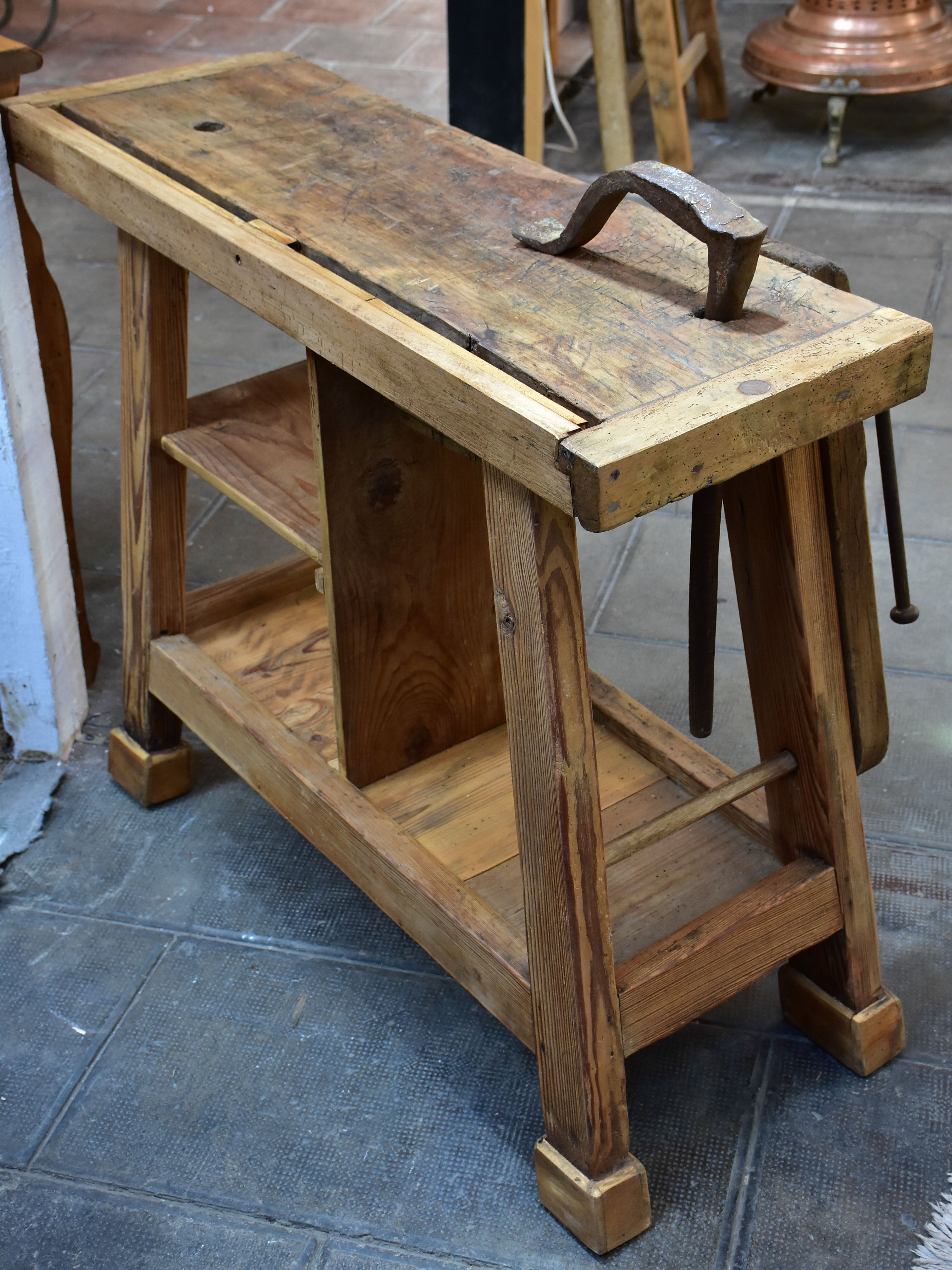 Rustic vintage French workbench