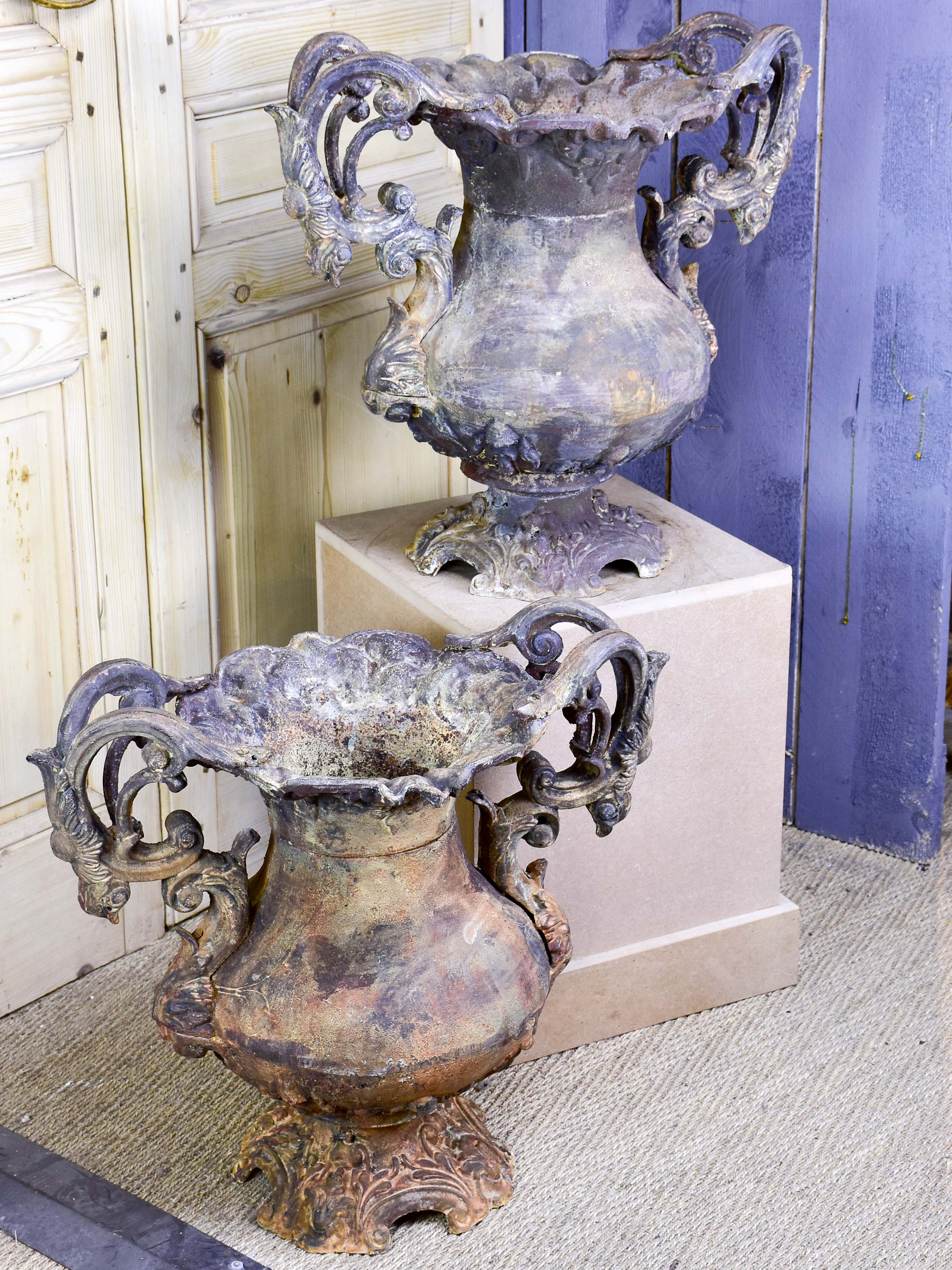 Pair of early 19th century Parisian garden urns