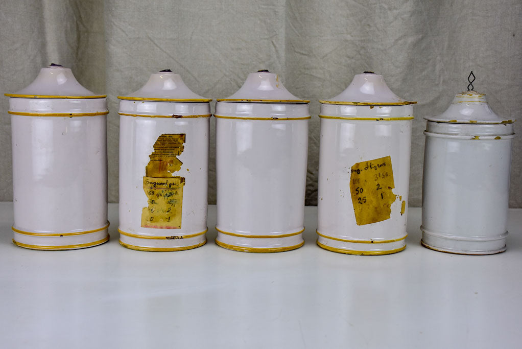 Collection of 5 antique French apothecary jars