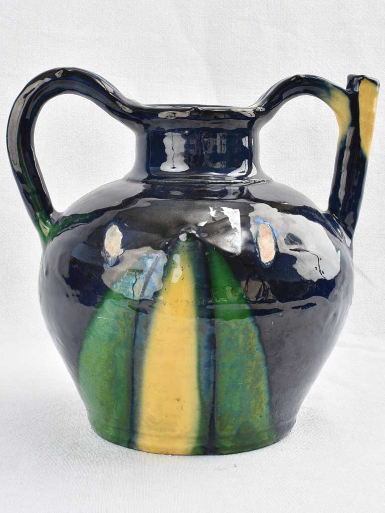 Rare 19th century dark blue water cruche orjol / ewer 11½"