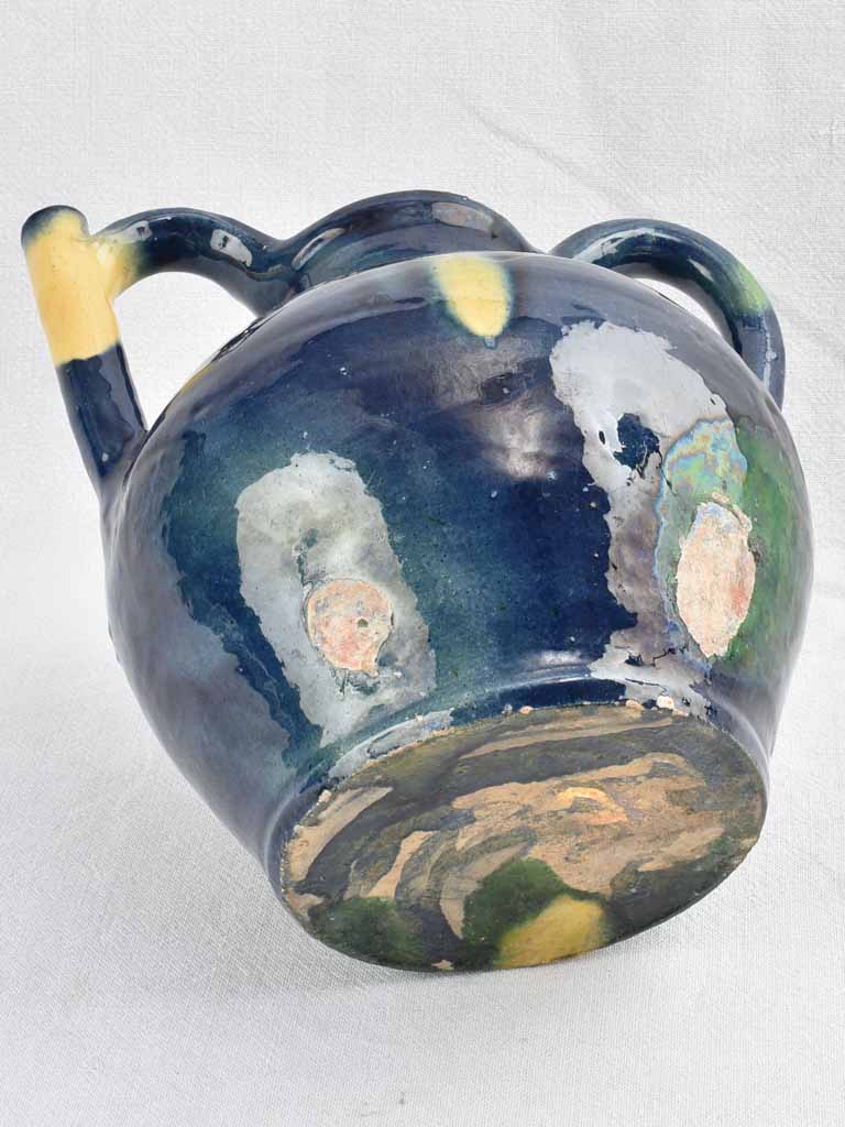 Rare 19th century dark blue water cruche orjol / ewer 11½"