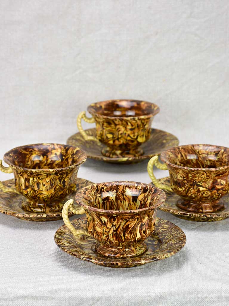 Antique Aptware brown nougatine coffee set