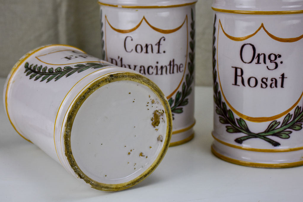 Collection of 5 antique French apothecary jars