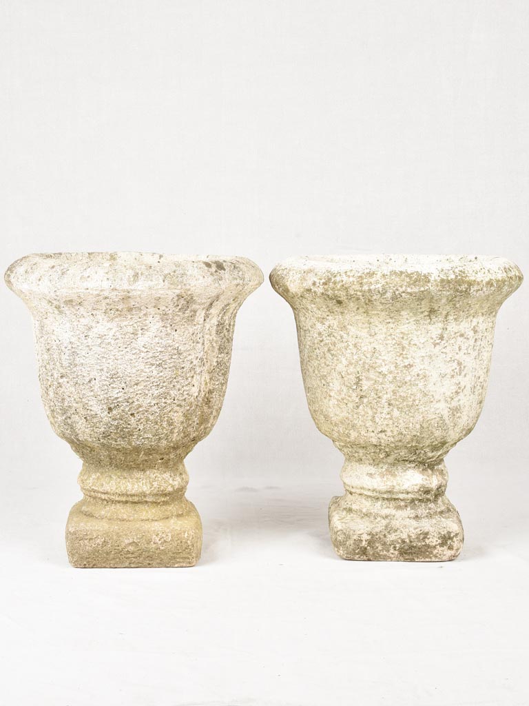 Pair of vintage French garden planters - concrete 19¾"