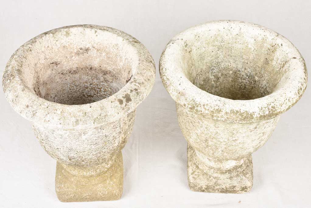 Pair of vintage French garden planters - concrete 19¾"