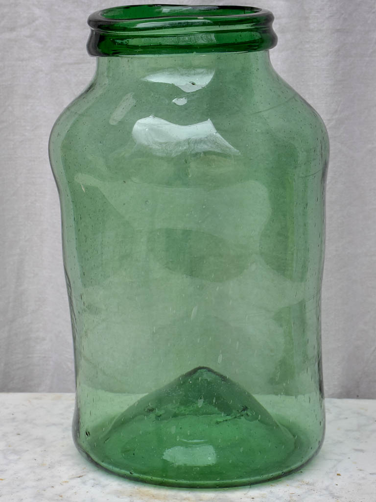 Large 19th Century preserving jar - green blown glass 16¼"