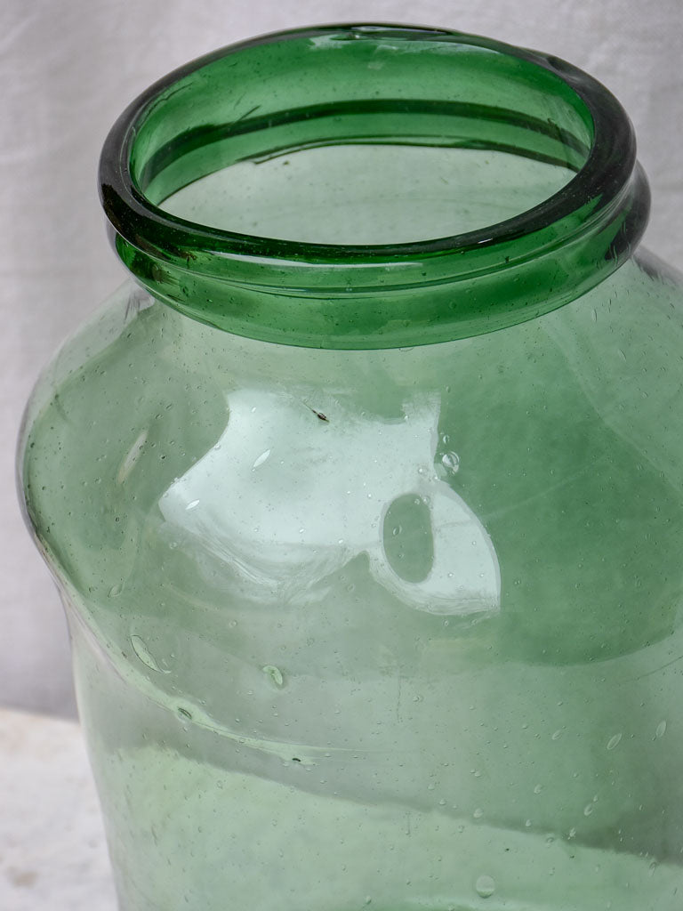 Large 19th Century preserving jar - green blown glass 16¼"