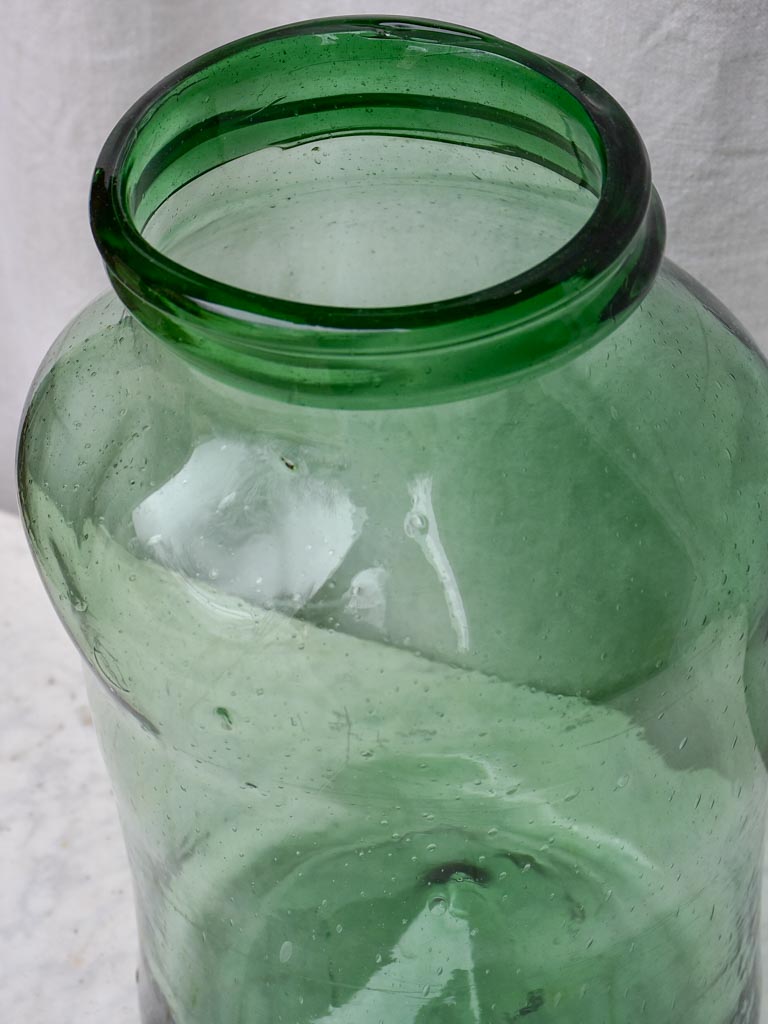 Large 19th Century preserving jar - green blown glass 16¼"