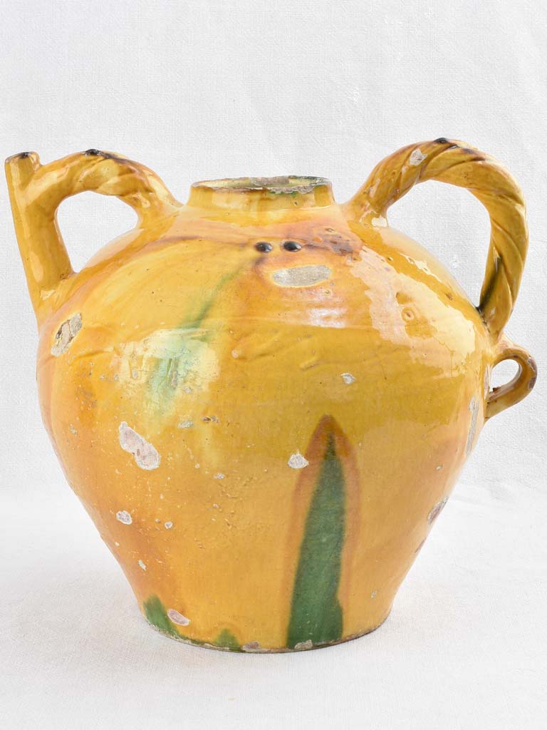 Antique green and yellow French pottery