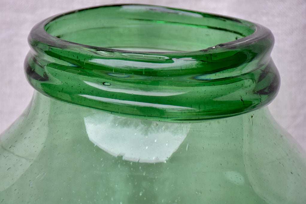 Large 19th Century preserving jar - green blown glass 16¼"