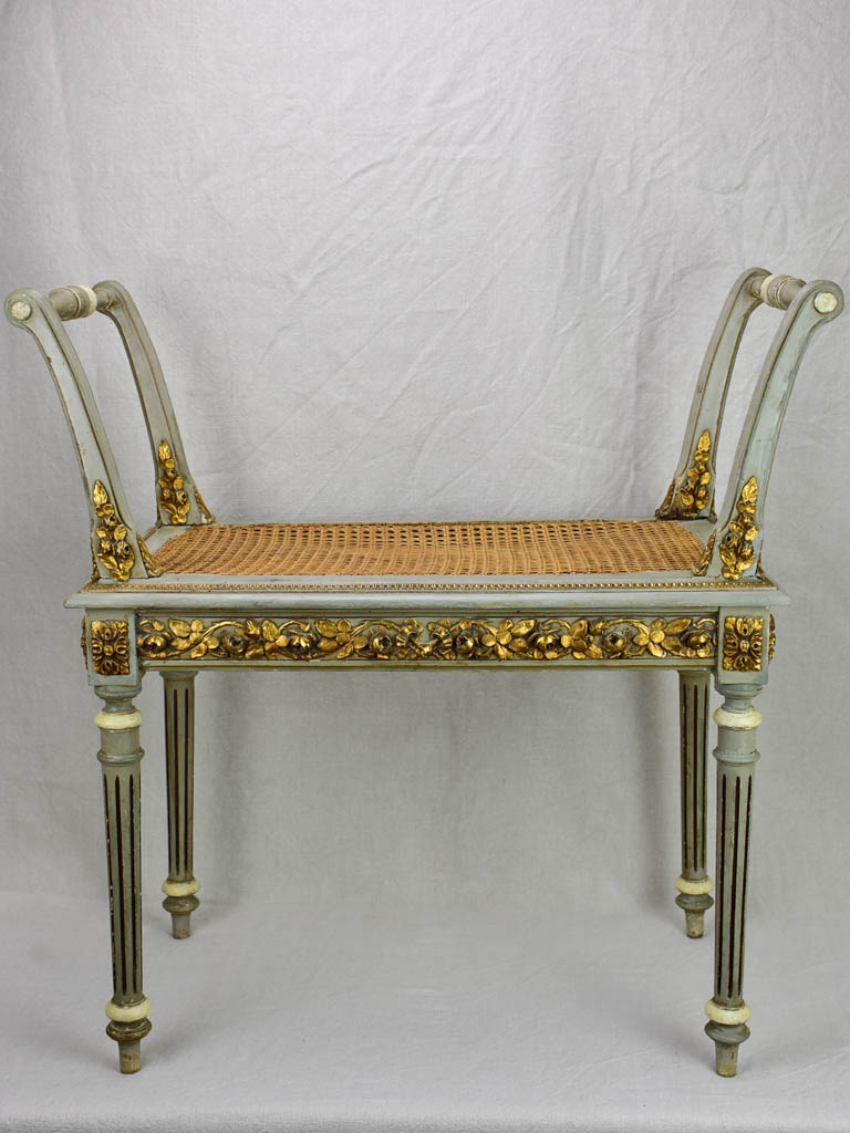 Antique French Louis XVI style bench seat with cane