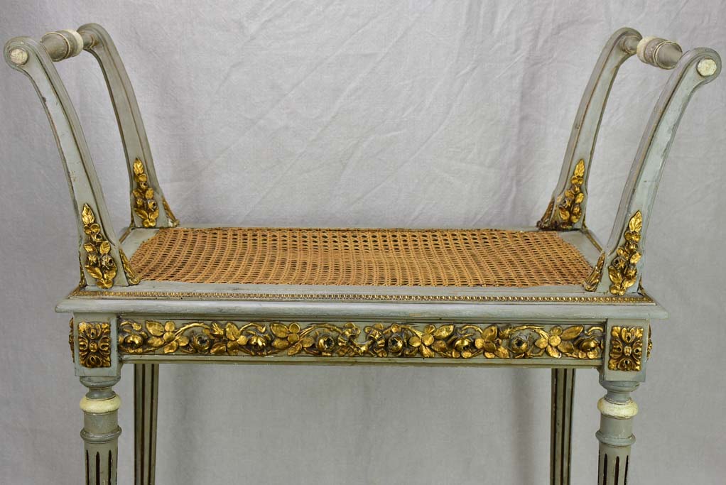 Antique French Louis XVI style bench seat with cane