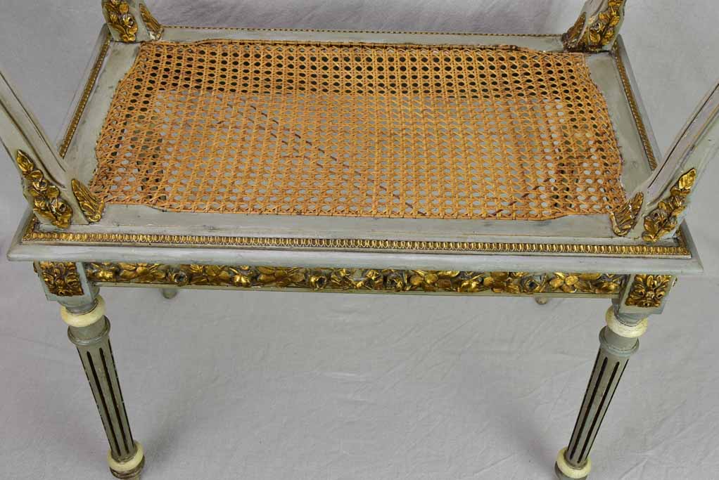 Antique French Louis XVI style bench seat with cane