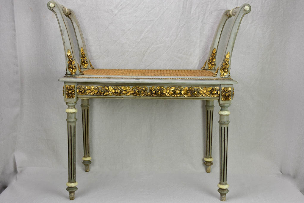 Antique French Louis XVI style bench seat with cane