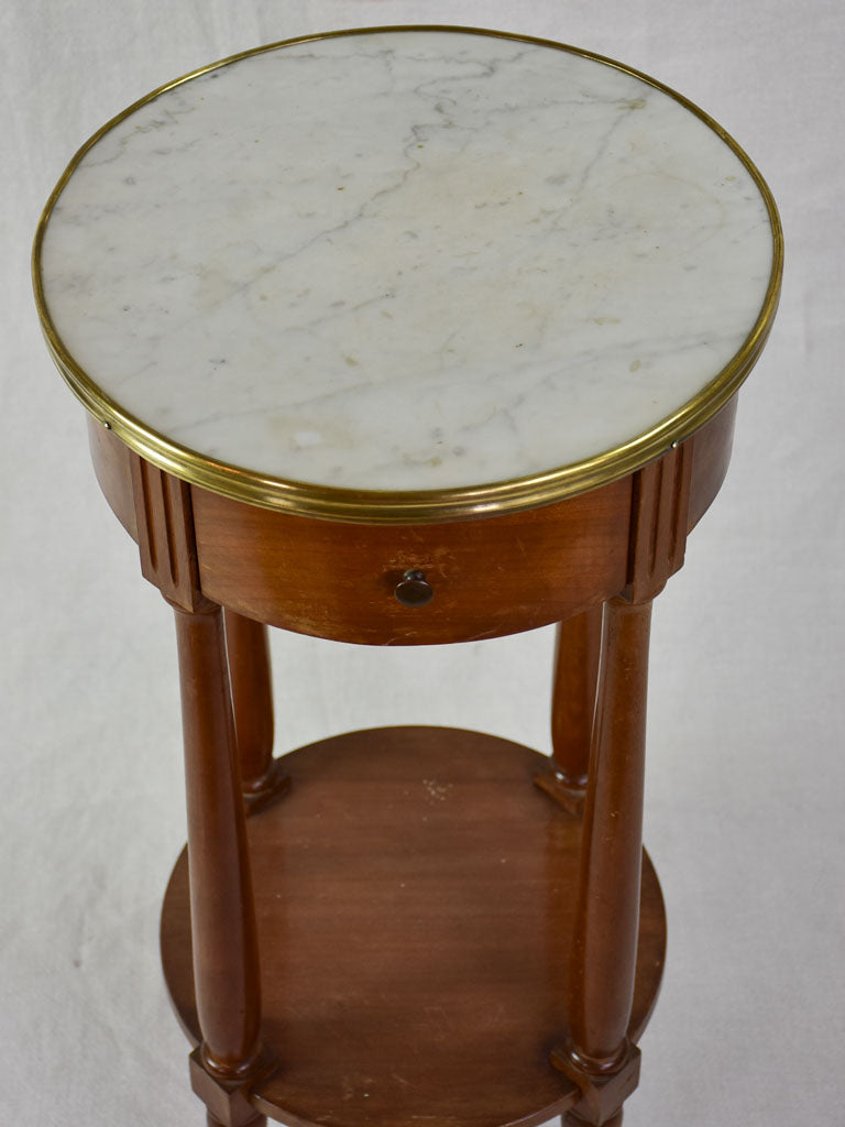 Late 19th Century French round side table with marble top 28" x 13¾"