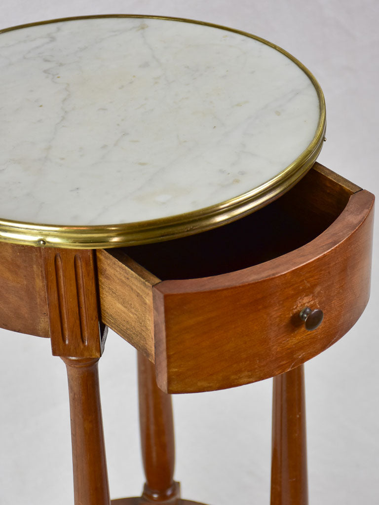 Late 19th Century French round side table with marble top 28" x 13¾"