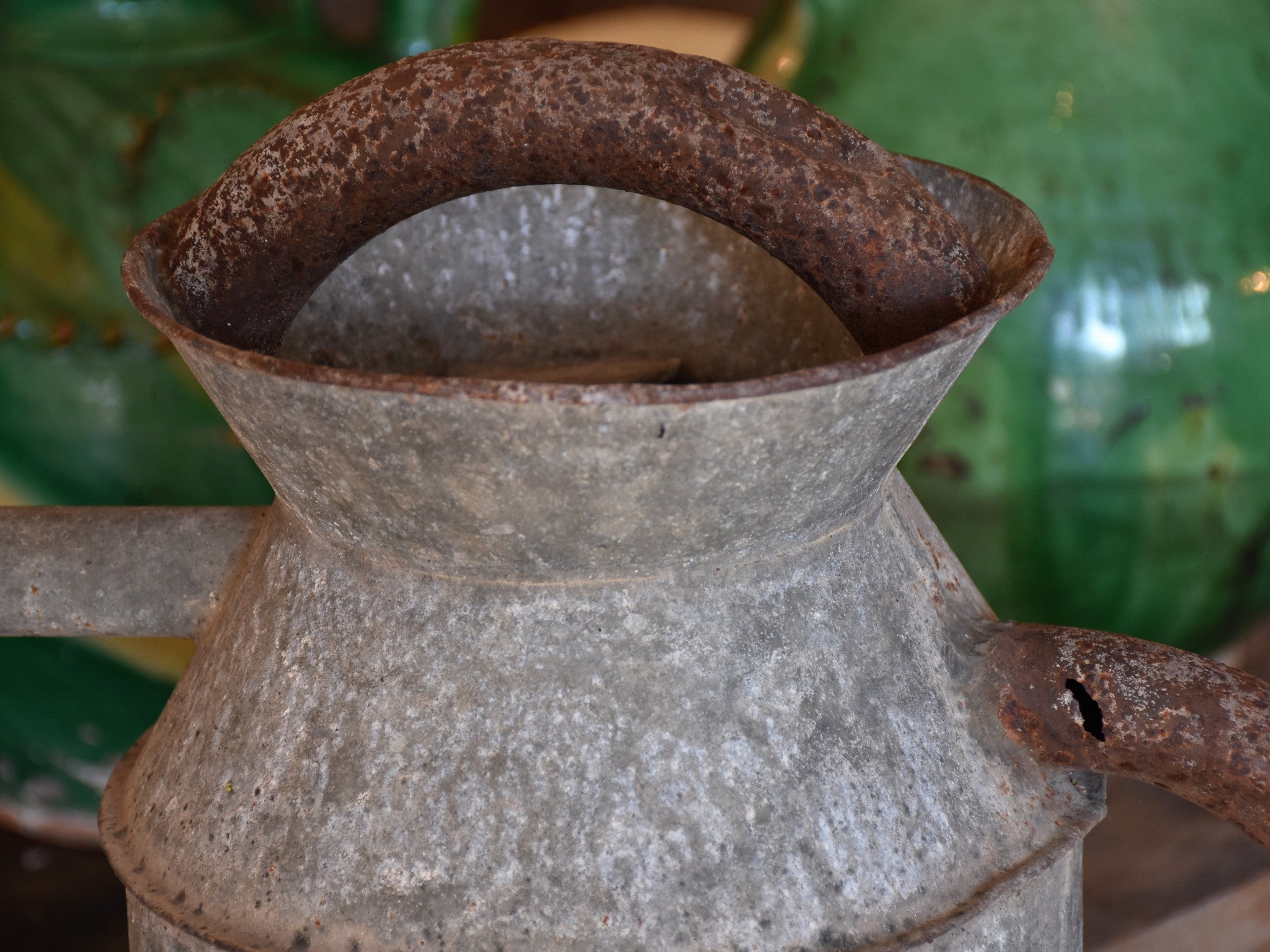 Decorative aged zinc watering can 1900s