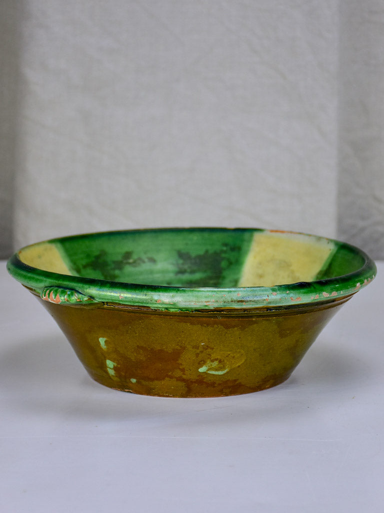 Antique Spanish bowl - green and yellow