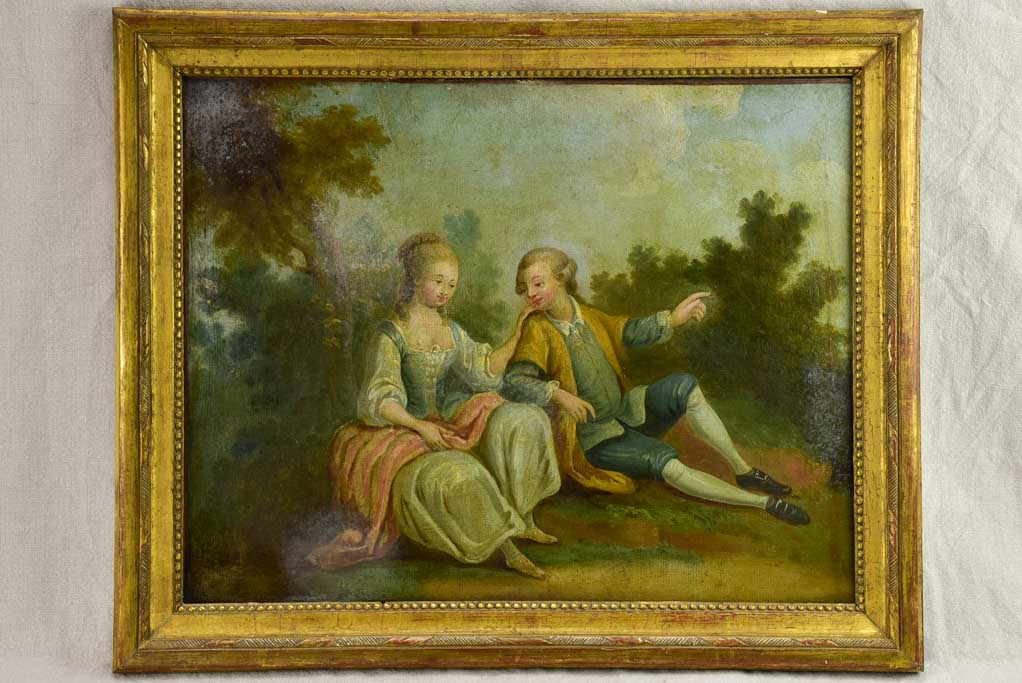 18th Century Romantic portrait painting. Oil on canvas in gilded frame 26½" x 22"