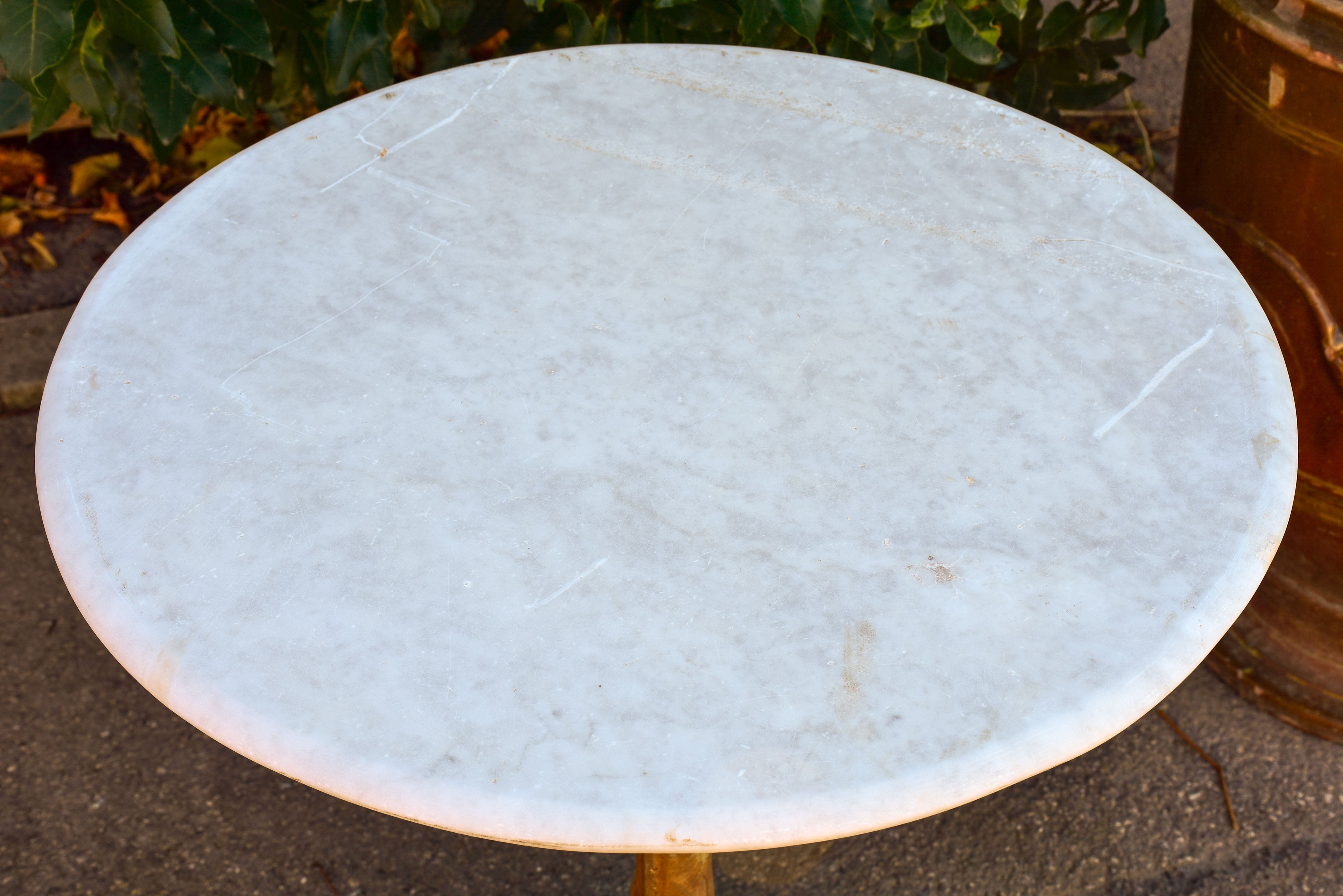 Antique French bistro table with marble top