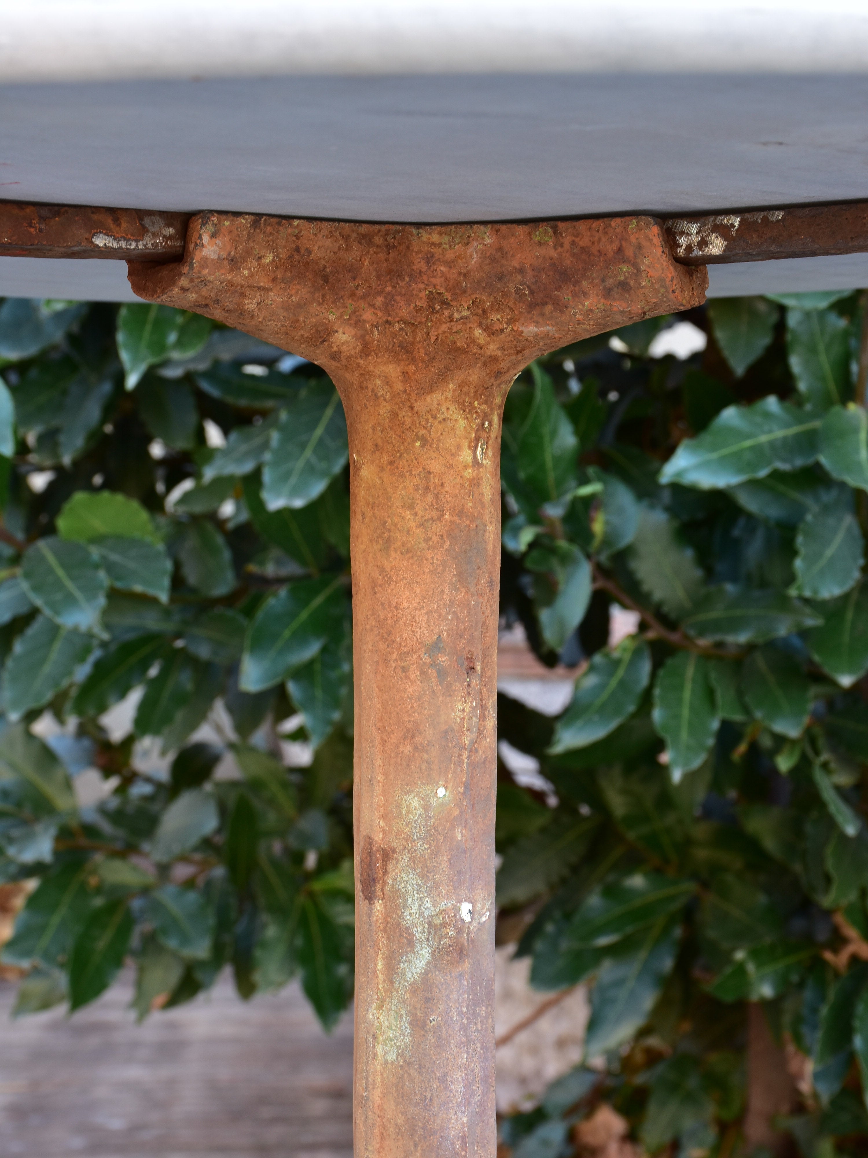 Antique French bistro table with marble top