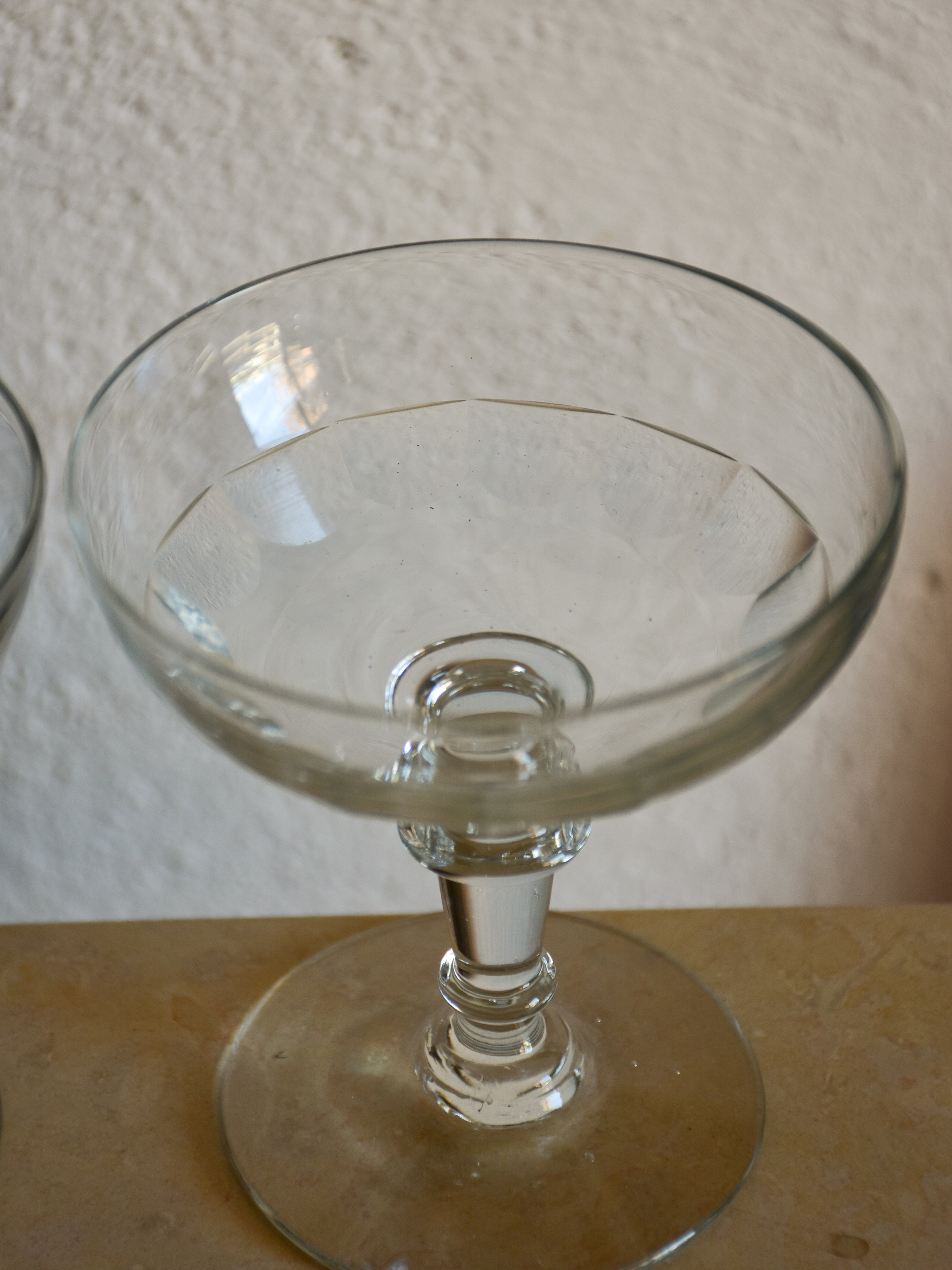 Set of six vintage French champagne glasses