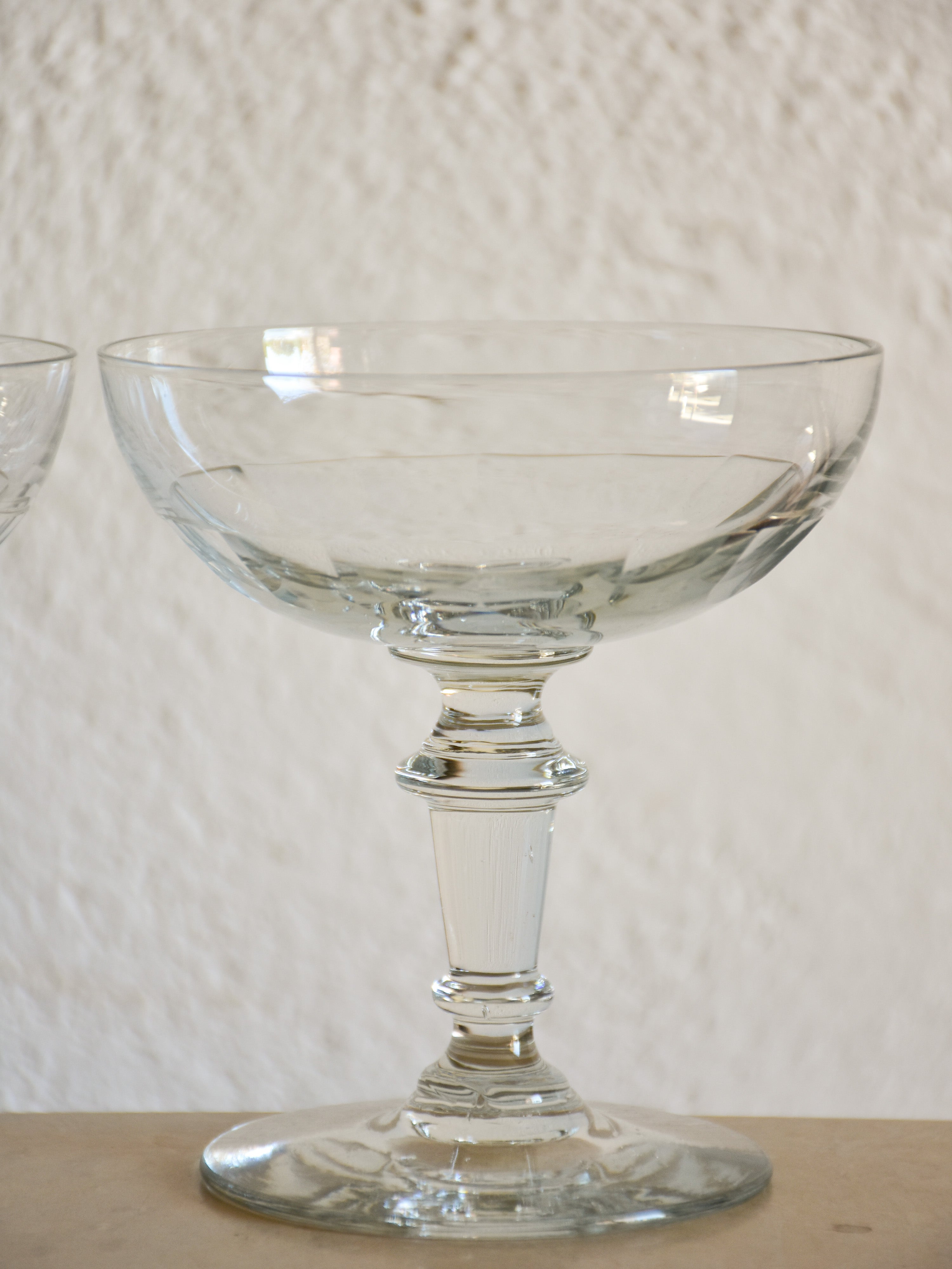 Set of six vintage French champagne glasses