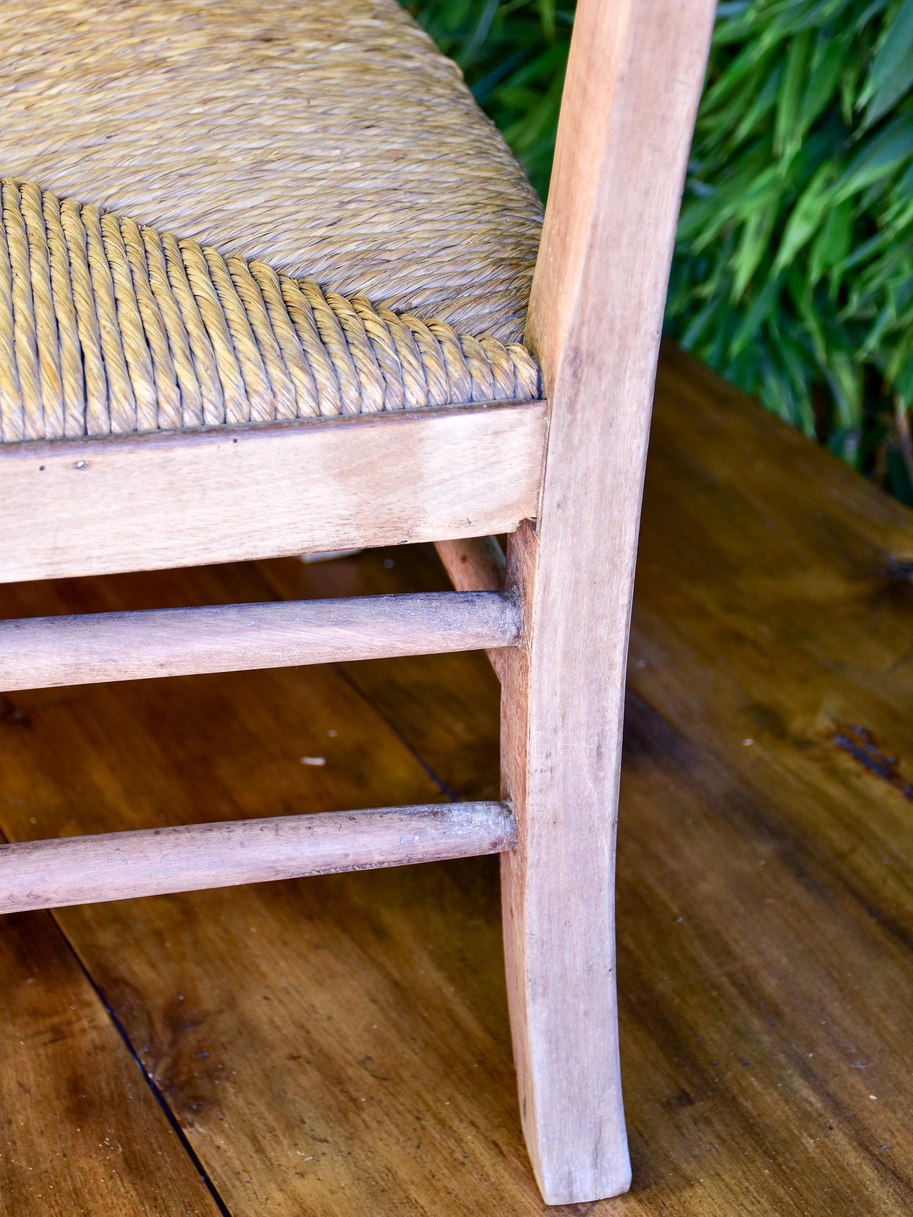 Antique French Provincial bench - walnut and straw