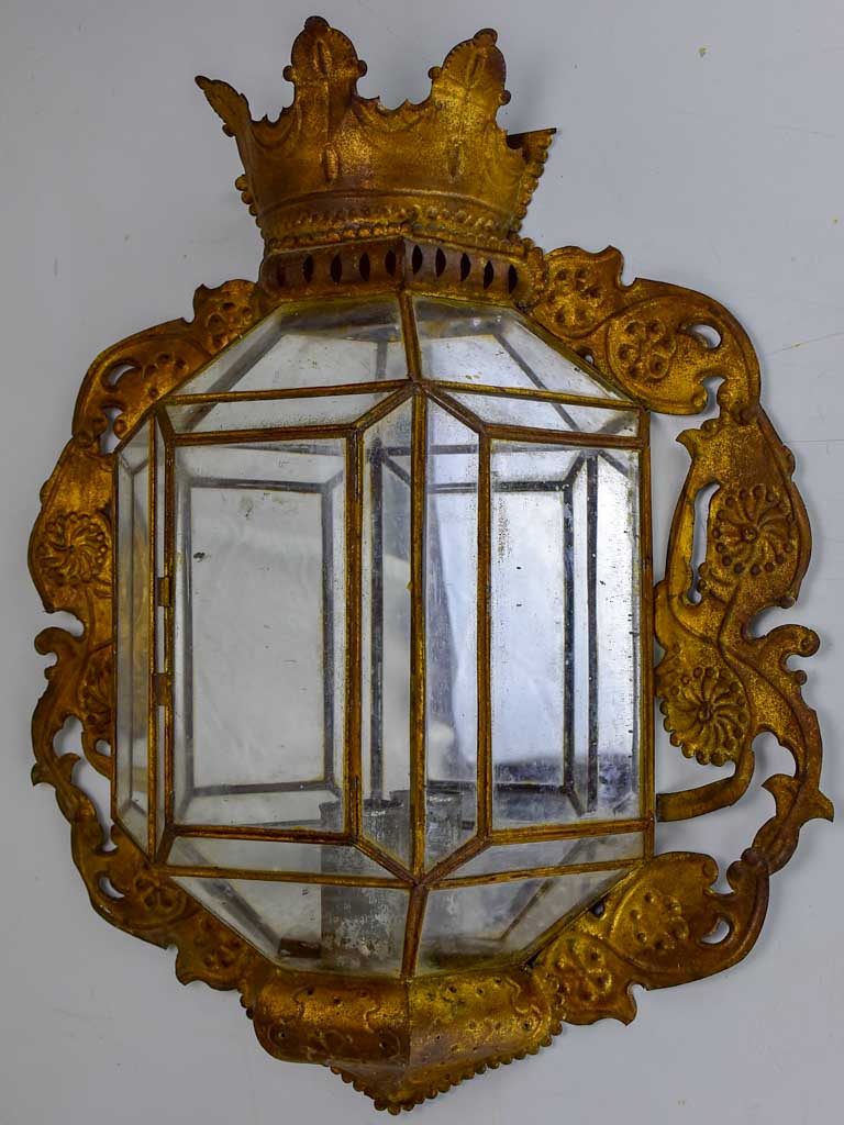 Pair of large antique French wall sconces - mirrored