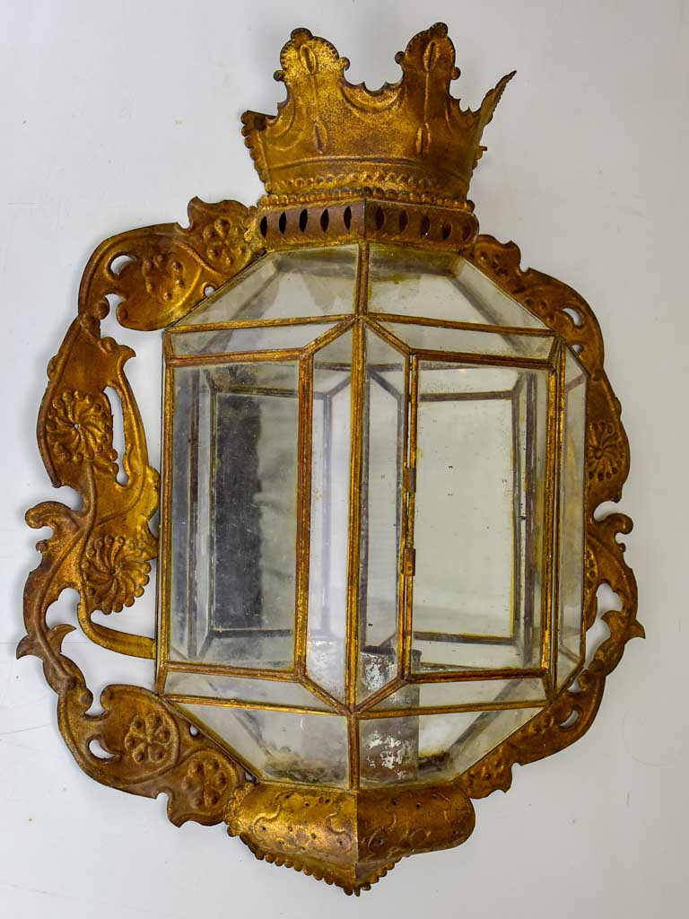 Pair of large antique French wall sconces - mirrored