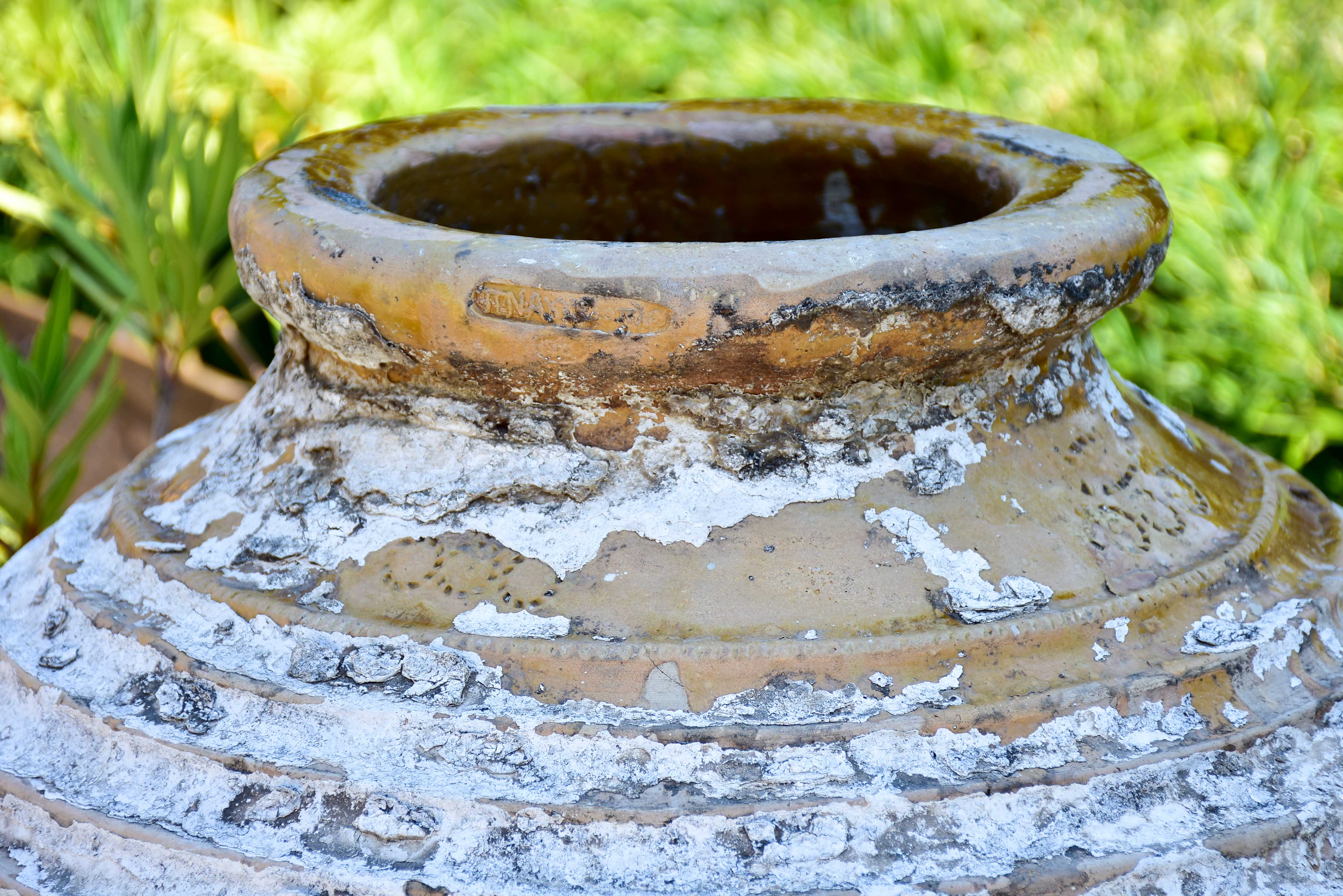 19th century Greek oil jar with white patina