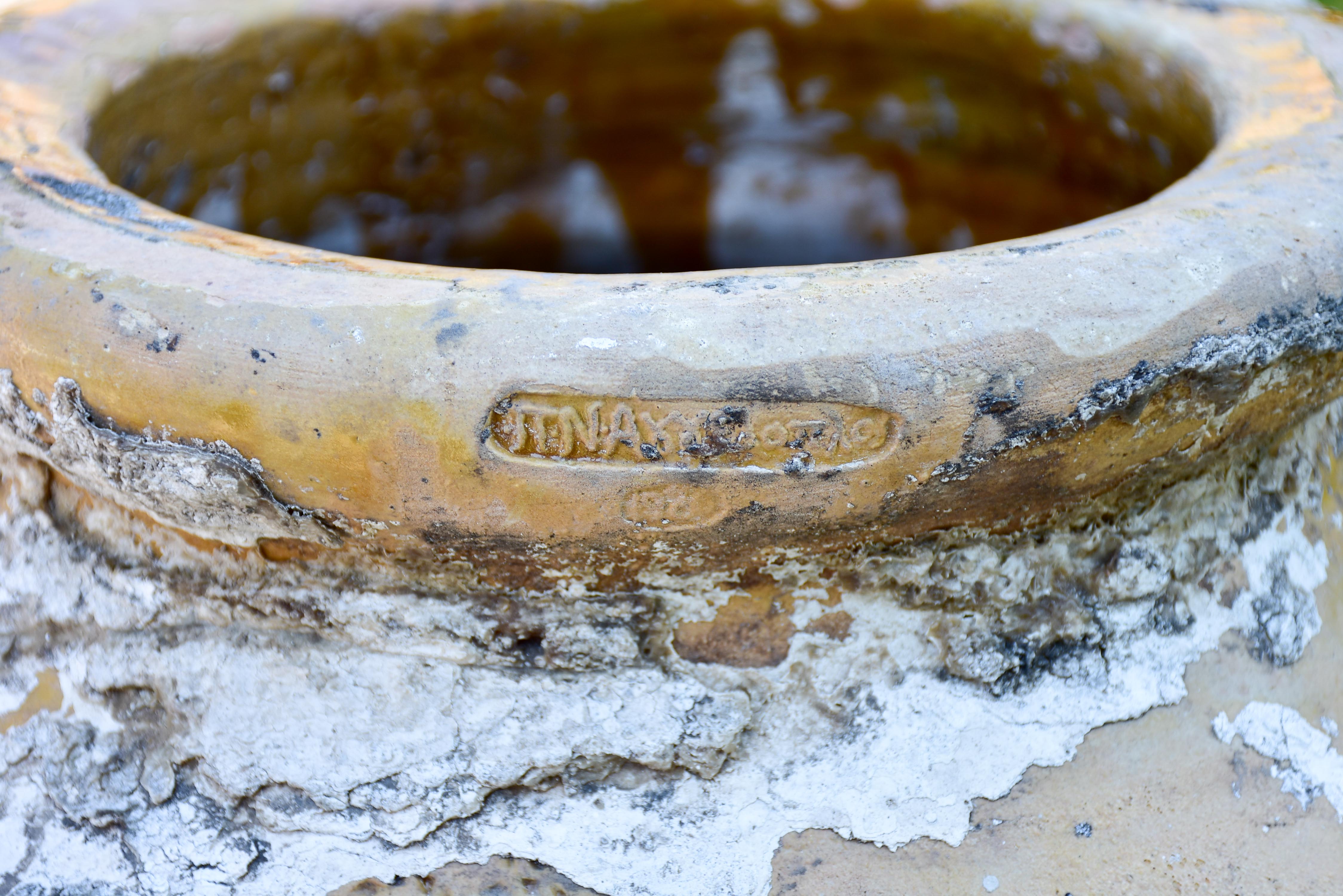 19th century Greek oil jar with white patina