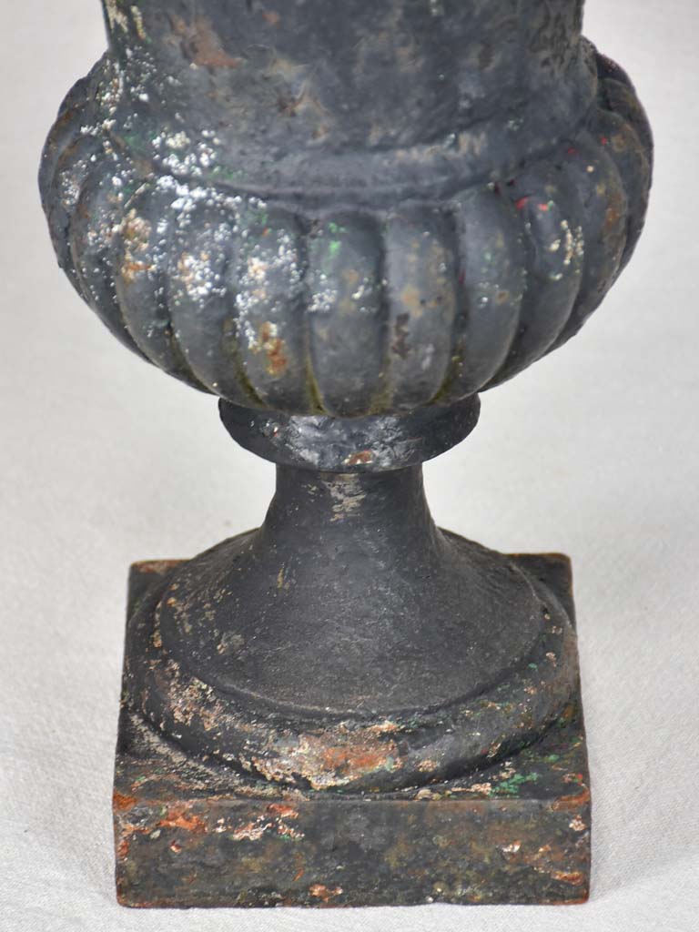 Antique French Medici urn with weathered black patina 16½"