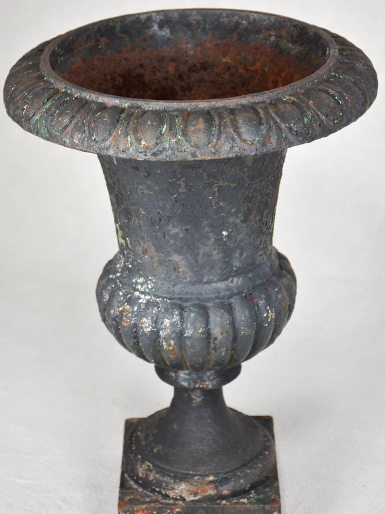 Antique French Medici urn with weathered black patina 16½"